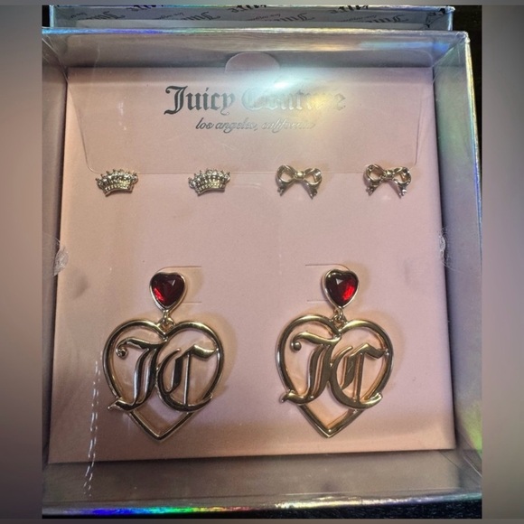 Juicy Couture Gold and Red Heart Earrings Collection - Picture 2 of 3